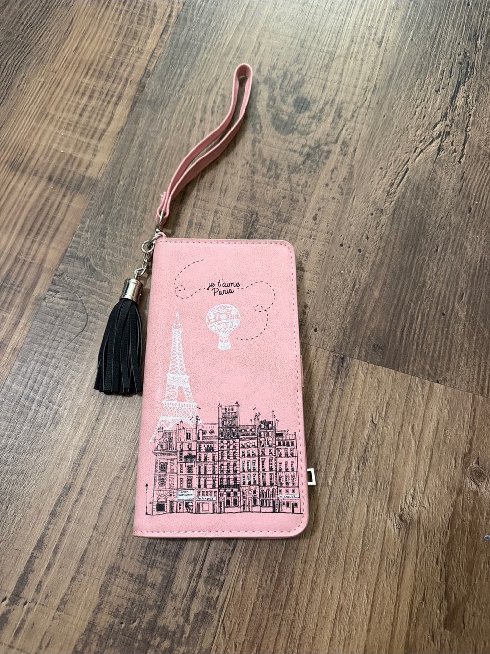 Claire's Pink Parisian Wristlet Wallet with Black Tassel